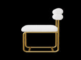 Set of two white teddy fabric dining chairs, circular thick cushioned dining chairs for kitchen and W1727P237751