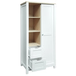 ZUN Bedroom Storage Wardrobe with Hanging Rods and 2 Drawers and Open Shelves,Sliding Door,White 56629304