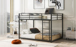ZUN Full over Full Metal Bunk Bed, Low Bunk Bed with Ladder, Black 71718681