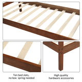 Twin Size Wood Platform Bed with Headboard and Wooden Slat Support WF191768AAD