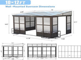 10x12FT All Season Sunroom, Outdoor Permanent Wall Mounted Solarium with Detachable Polycarbonate W1859P238677