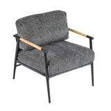 27.56" Modern Accent Chair with Plush Cushions, Minimalist Metal Frame, and Wooden Armrest Design N767P215306R