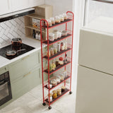 Red 6-Tier Rolling Cart Gap Kitchen Slim Slide Out Storage Tower Rack with Wheels,6 W2167P195981