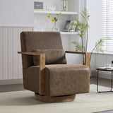 30.3"W Swivel Modern Upholstered Accent Chair with Solid Wood Armrests and 360 Degree Comfy Lounge W1298P246435