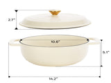 Cast iron 6QT cooking pot - ceramic white - comes with two silicone gloves - Enamel pot 98601897