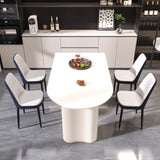 63 "medieval modern cream style MDF dining table and PU dining chair set 4. Assemble Desktop and 84261210