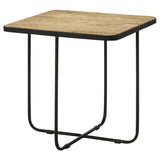 ZUN Travertine and Black Accent Table B062P153888