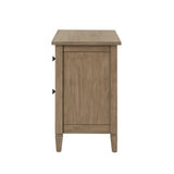2-Drawer Nightstand with Round Bronze Pull Knobs, Wire-Brushed Warm Gray B016P356197