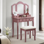 ZUN Sanlo Wooden Vanity Make Up Table and Stool Set, Rose Gold T2574P162837