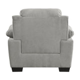 Plush Seating Chair 1pc Gray Textured Fabric Channel Tufting Solid Wood Frame Modern Living Room B011P214023