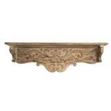 ZUN 31.5x7x9.5" Timeless Fir Wood Floating Wall Shelf with Floral Motif W2078P223129