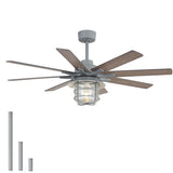 52-Inch Large Ceiling Fan With 8 Plywood Walnuted Blades,Quiet DC Motor,Glass Lampshade,3 W934P359532
