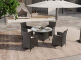 ZUN 5 Piece Outdoor Dining Set All-Weather Wicker Patio Dining Table and Chairs with Cushions, Round 22386738