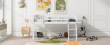 ZUN Full Size Wood Low Loft Bed with Ladder, ladder can be placed on the left or right, White WF531952AAK