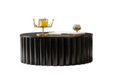 Round Coffee Table With Lift Handcrafted Relief Sturdy Pedestal Wooden Tea Table for Living Room no W3081P360271