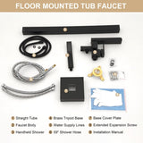 Freestanding Bathtub Faucet Waterfall Tub Filler Matte Black Floor Mount Brass Bathroom Faucets with W1243P316366