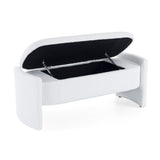 ZUN Elegant Long - shaped Storage Ottoman Bench of boucle material with Simple and Grand Design, White N769P227979W