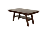 ZUN Dining Table Rectangle Dining Table w Shelve 1pc Table Only Rubber wood Dark Walnut Finish Dining B011P192196