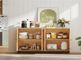 Natural PE Rattan Large Buffet Sideboard , 4-Door Design with Removable Adjustable Shelves 82926785