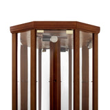 6 Shelf Lighted Corner Curio Cabinet with Adjustable Tempered Glass Shelves and Mirror Back, W1693P170906