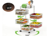 5-Tier Rotating Kitchen Storage Cart, Metal Fruit Basket with Wheels, 39349582