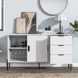 ZUN Modern Featured Storage Cabinet Sideboard with Glass Sliding Door and 3 Drawers, Entryway Console W409P153985