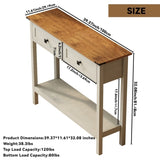 Farmhouse Style Console Table 2 Drawer and Bottom Storage Shelf for Entryway, Rustic Side Table W2557P191364