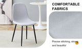 Comfortable Linen-Cotton Dining Chair Set - Four Pieces in Light Gray.Integrated Seat and W1151P228095