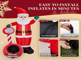 Lighted Christmas Inflatable, Inflatable Santa with North Pole Road Sign, Blow Up Yard 99167752