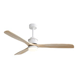 ZUN 60 Inch Ceiling Fan With Dimmable Led Light 3 Solid Wood Blades Remote Control Reversible DC Motor W882P147256