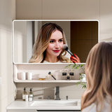 Aluminium Medicine Cabinet Mirror, 35 x 28 Inches Medicine Cabinet with 3 Colors LED Light and 13040711