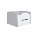 ZUN Boa Floating Nightstand , End Table, Side Table Wall-Mounted Single Drawer Design with Handle- White B200137812