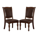 Set of 2 Leatherette Upholstered Side Chairs in Brown Cherry and Espresso B016P222691