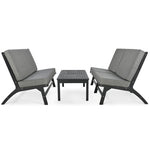 ZUN 4-Piece V-shaped Seats set, Acacia Solid Wood Outdoor Sofa, Garden Furniture, Outdoor seating, Black 81206749