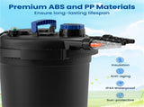 Pond Pressure Filter, 4 Removable Filter Sponges & Cleaning Indicator, 4000 GPH Max Flow Rate 25026898