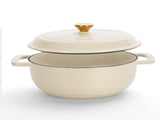 Cast iron 5QT cooking pot - ceramic white - comes with two silicone gloves - Enamel pot 06079080