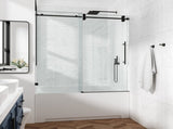 48*76" Fixed & Sliding Shower Round Tube Hardware, Round Tube Hardware, Clear Glass Shower 77081278