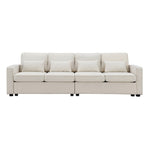 ZUN [New] 104" 4-Seater Modern Linen Fabric Sofa with Armrest Pockets and 4 71307056