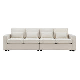 ZUN [New] 104" 4-Seater Modern Linen Fabric Sofa with Armrest Pockets and 4 71307056