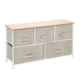 ZUN 2-Tier Wide Closet Dresser, Nursery Dresser Tower With 5 Easy Pull Fabric Drawers And Metal Frame, 83038554