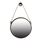 29.5" in On-trend Hanging Round Mirror with Black Framed and with Rope Strap Contemporary Industrial W2078124368