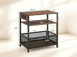 3-Tier Industrial Side with Charging Station, 2 AC Outlets USB Type-C Port Rustic Brown End 25342236