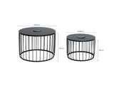 2-Pack Solar Powered Nesting Side Table Set, Modern Round End Tables with Solar LED Lights, Metal 52310929