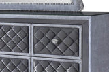 ZUN 1pc Glam 9-Drawer Dresser w Tempered Glass Top Velvet Tufted Drawer Front Faux Crystal Drawer Knobs B011P228579