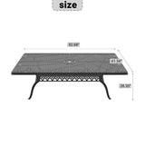 ZUN L82.68*W41.34-inch Cast Aluminum Patio Dining Table with Black Frame and Umbrella Hole W1710P166020