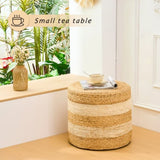 Handmade Woven Foot Stool Natural Water Hyacinth Ottoman for Home Decor & Seating White 70789887