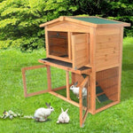 ZUN 40" Triangle Roof Waterproof Wooden Rabbit Hutch A-Frame Pet Cage Wood Small House Chicken Coop Natu 46986252