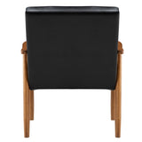 (75 x 69 x 84)cm Retro Modern Wooden Single Chair,Black PU 19517530