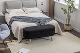 036-Boucle Fabric Storage Bench Bedroom Bench With Wood Legs For Living Room Bedroom Indoor,Black 03556794