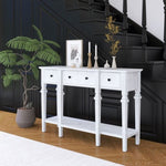 ZUN 48 inch Long Console Table with 4 Drawers and 1 Bottom Shelf for Entryway Hallway Easy Assembly W716P197961